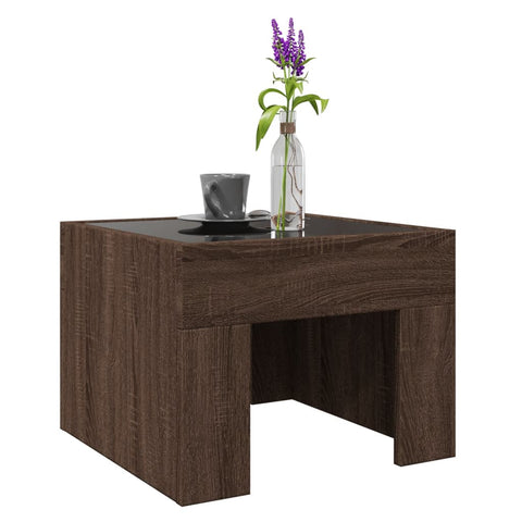 vidaXL Coffee Table with Infinity LED Brown Oak 40x40x30 cm