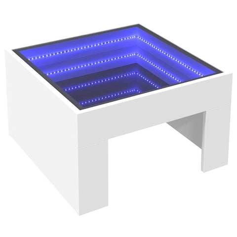 vidaXL Coffee Table with Infinity LED White 50x50x30 cm