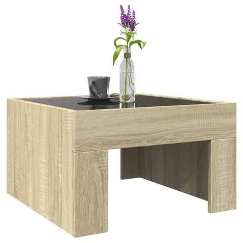 vidaXL Coffee Table with Infinity LED Sonoma Oak 50x50x30 cm