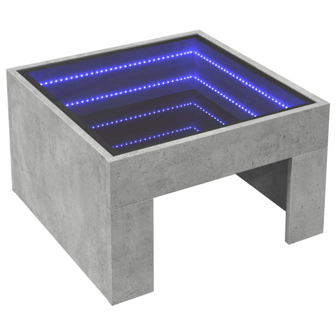 vidaXL Coffee Table with Infinity LED Concrete Grey 50x50x30 cm