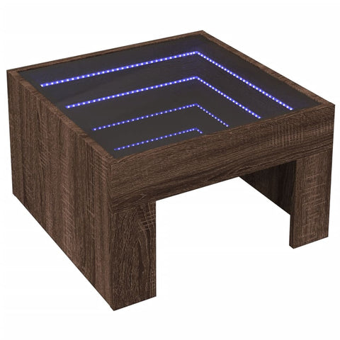 vidaXL Coffee Table with Infinity LED Brown Oak 50x50x30 cm