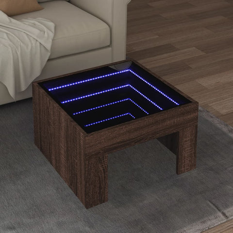 vidaXL Coffee Table with Infinity LED Brown Oak 50x50x30 cm