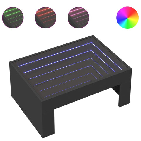 vidaXL Coffee Table with Infinity LED Black 70x50x30 cm