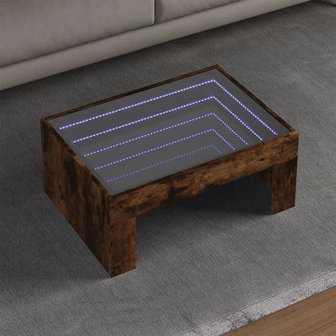 vidaXL Coffee Table with Infinity LED Smoked Oak 70x50x30 cm