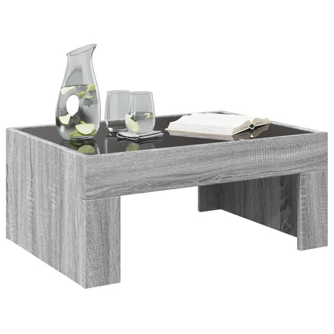 vidaXL Coffee Table with Infinity LED Grey Sonoma 70x50x30 cm