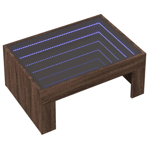 vidaXL Coffee Table with Infinity LED Brown Oak 70x50x30 cm