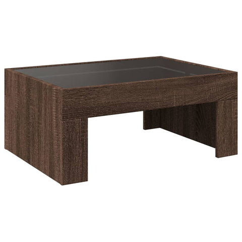 vidaXL Coffee Table with Infinity LED Brown Oak 70x50x30 cm