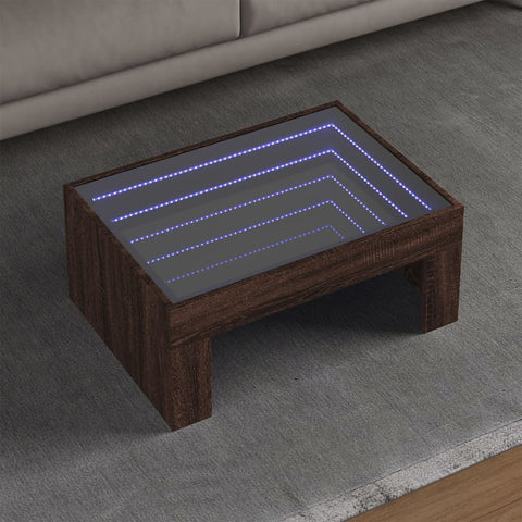 vidaXL Coffee Table with Infinity LED Brown Oak 70x50x30 cm