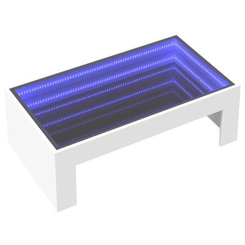 vidaXL Coffee Table with Infinity LED White 90x50x30 cm