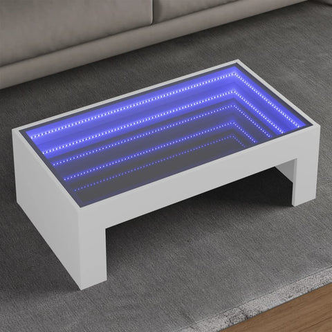 vidaXL Coffee Table with Infinity LED White 90x50x30 cm