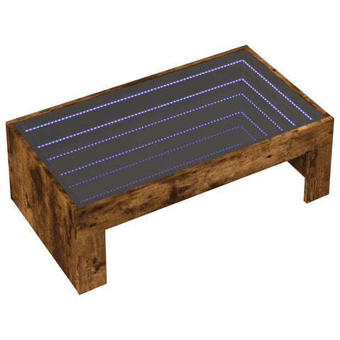 vidaXL Coffee Table with Infinity LED Smoked Oak 90x50x30 cm