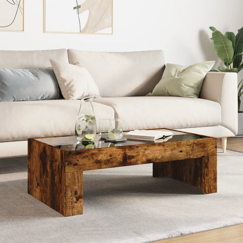 vidaXL Coffee Table with Infinity LED Smoked Oak 90x50x30 cm