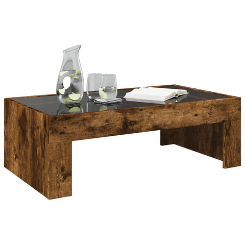 vidaXL Coffee Table with Infinity LED Smoked Oak 90x50x30 cm