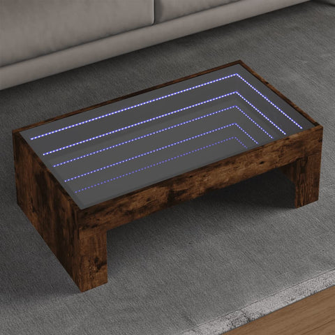 vidaXL Coffee Table with Infinity LED Smoked Oak 90x50x30 cm