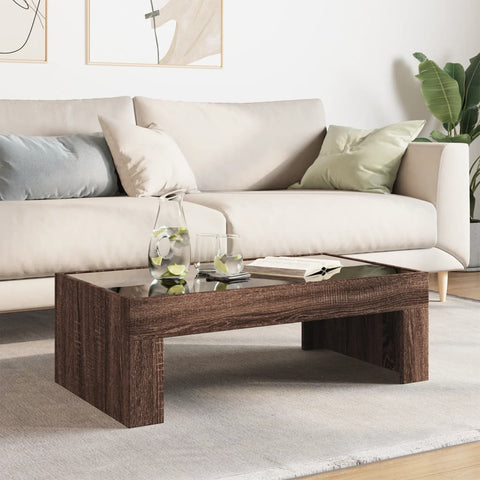 vidaXL Coffee Table with Infinity LED Brown Oak 90x50x30 cm
