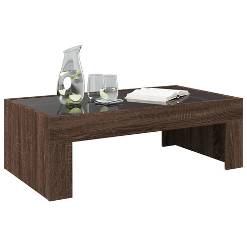 vidaXL Coffee Table with Infinity LED Brown Oak 90x50x30 cm