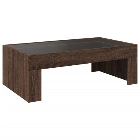 vidaXL Coffee Table with Infinity LED Brown Oak 90x50x30 cm