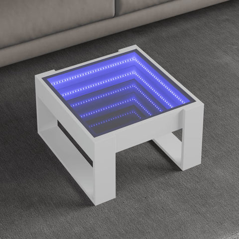 vidaXL Coffee Table with Infinity LED White 50x53x30 cm