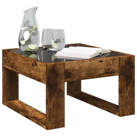 vidaXL Coffee Table with Infinity LED Smoked Oak 50x53x30 cm