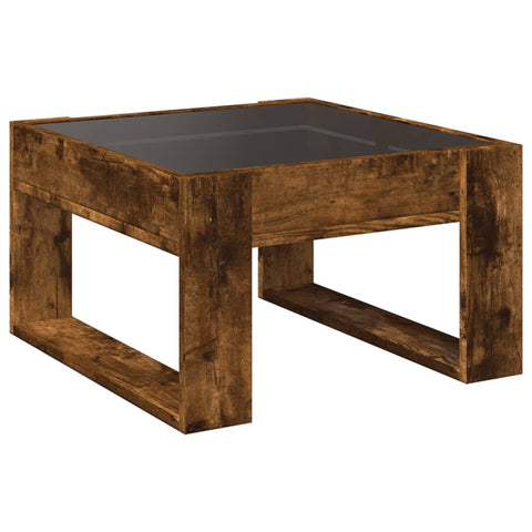 vidaXL Coffee Table with Infinity LED Smoked Oak 50x53x30 cm