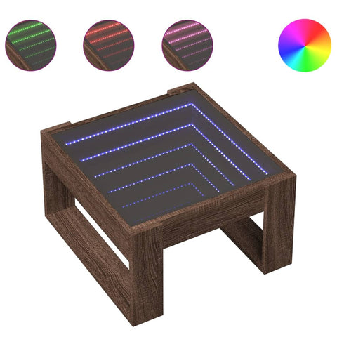 vidaXL Coffee Table with Infinity LED Brown Oak 50x53x30 cm