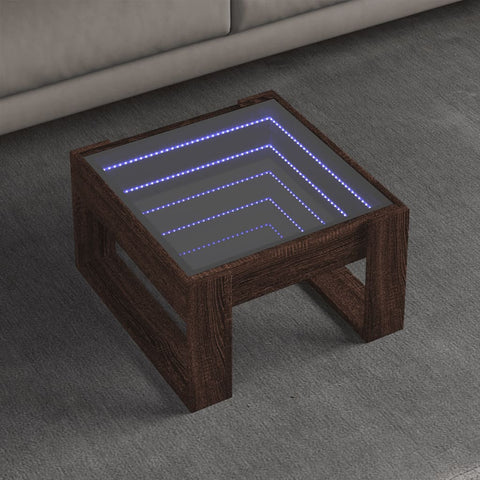 vidaXL Coffee Table with Infinity LED Brown Oak 50x53x30 cm
