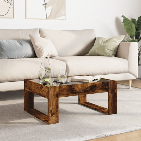 vidaXL Coffee Table with Infinity LED Smoked Oak 70x53x30 cm