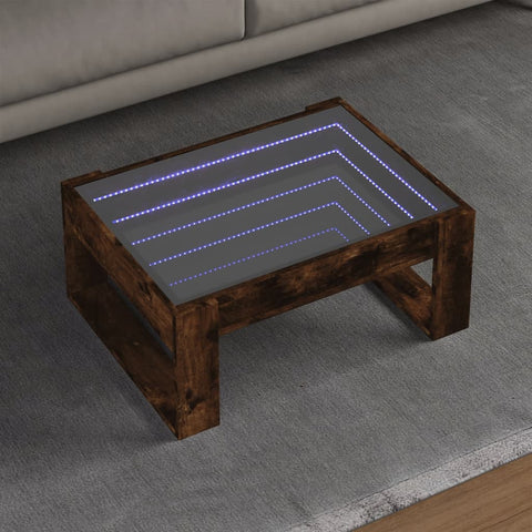 vidaXL Coffee Table with Infinity LED Smoked Oak 70x53x30 cm