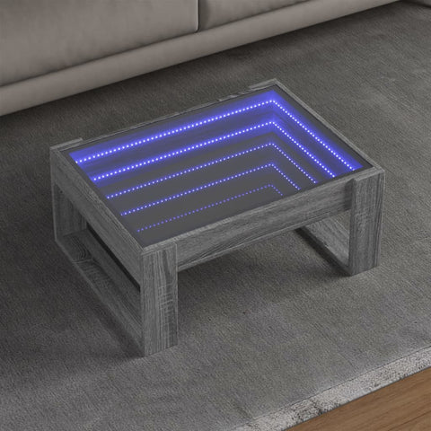 vidaXL Coffee Table with Infinity LED Grey Sonoma 70x53x30 cm
