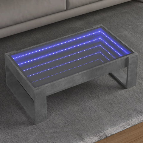 vidaXL Coffee Table with Infinity LED Concrete Grey 90x53x30 cm