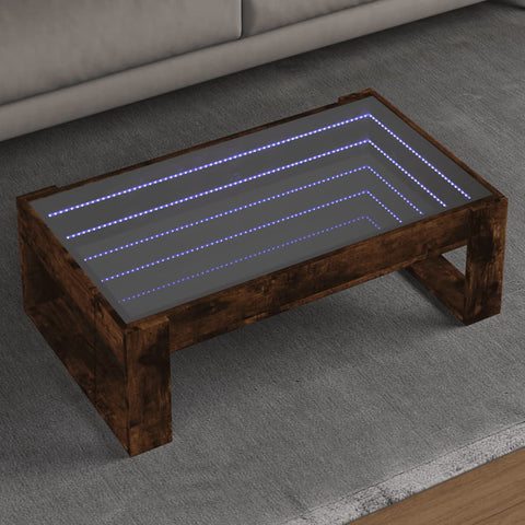 vidaXL Coffee Table with Infinity LED Smoked Oak 90x53x30 cm