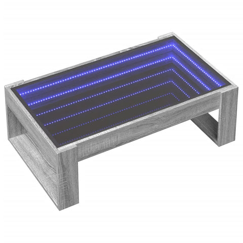 vidaXL Coffee Table with Infinity LED Grey Sonoma 90x53x30 cm