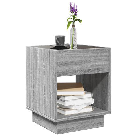 vidaXL Coffee Table with Infinity LED Grey Sonoma 40x40x50 cm