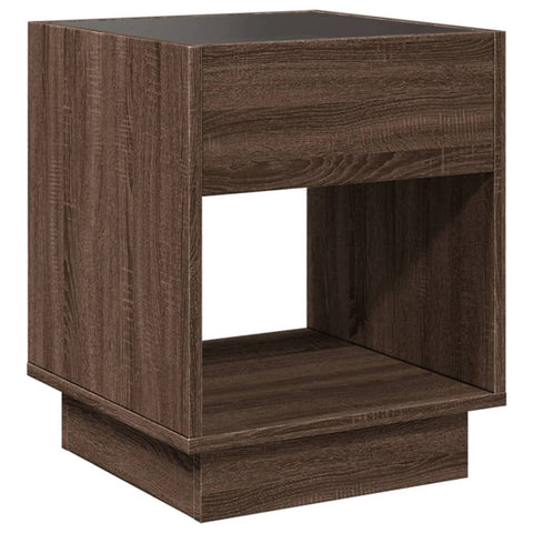 vidaXL Coffee Table with Infinity LED Brown Oak 40x40x50 cm