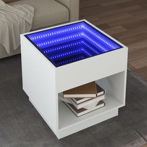 vidaXL Coffee Table with Infinity LED White 50x50x50 cm