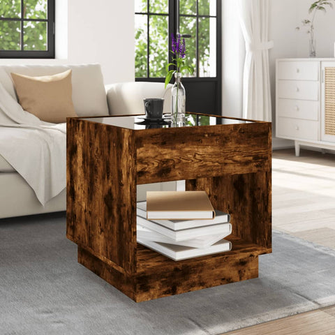 vidaXL Coffee Table with Infinity LED Smoked Oak 50x50x50 cm