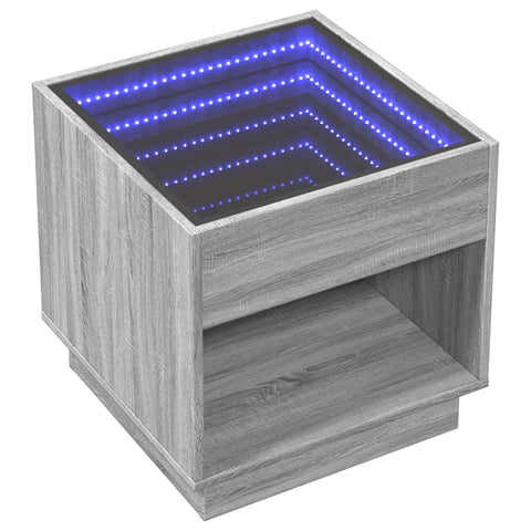 vidaXL Coffee Table with Infinity LED Grey Sonoma 50x50x50 cm