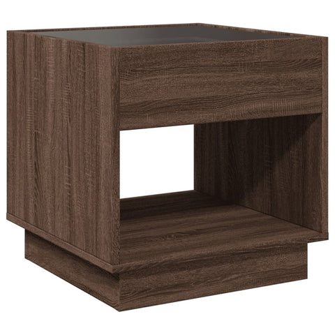vidaXL Coffee Table with Infinity LED Brown Oak 50x50x50 cm