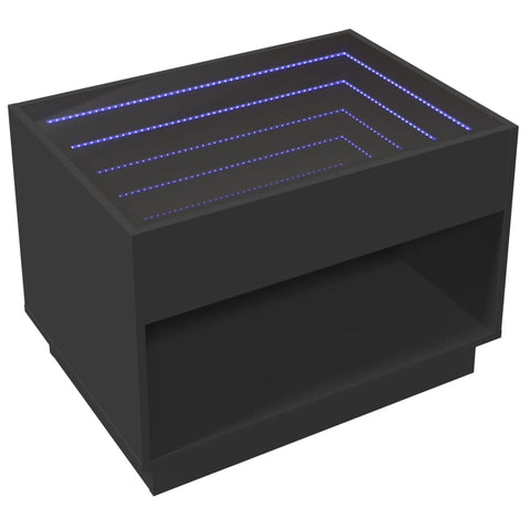 vidaXL Coffee Table with Infinity LED Black 70x50x50 cm