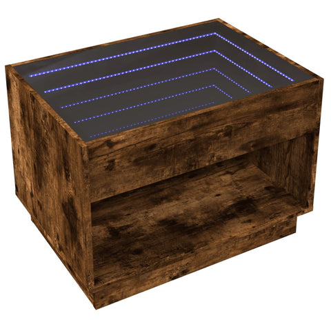 vidaXL Coffee Table with Infinity LED Smoked Oak 70x50x50 cm