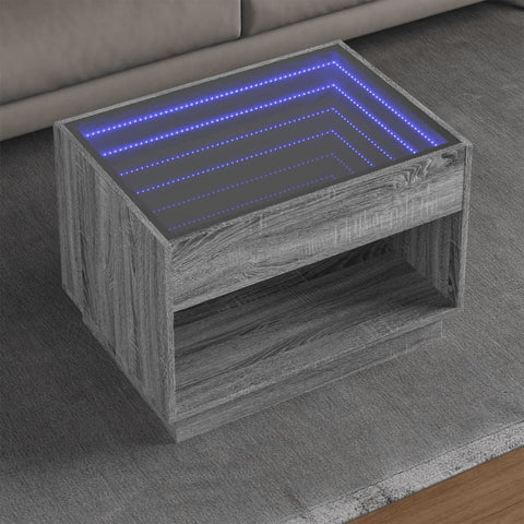 vidaXL Coffee Table with Infinity LED Grey Sonoma 70x50x50 cm