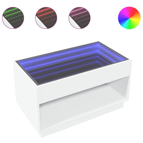 vidaXL Coffee Table with Infinity LED White 90x50x50 cm