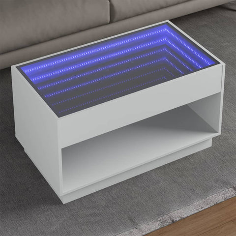 vidaXL Coffee Table with Infinity LED White 90x50x50 cm