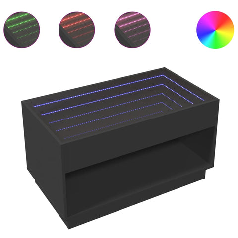 vidaXL Coffee Table with Infinity LED Black 90x50x50 cm
