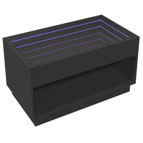 vidaXL Coffee Table with Infinity LED Black 90x50x50 cm