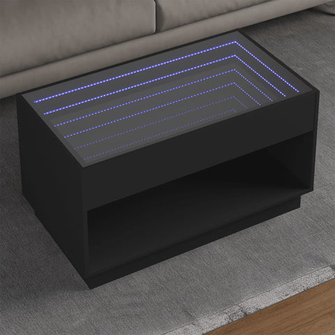vidaXL Coffee Table with Infinity LED Black 90x50x50 cm