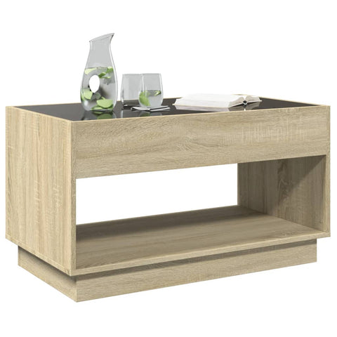 vidaXL Coffee Table with Infinity LED Sonoma Oak 90x50x50 cm