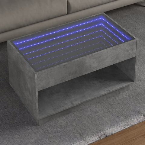 vidaXL Coffee Table with Infinity LED Concrete Grey 90x50x50 cm