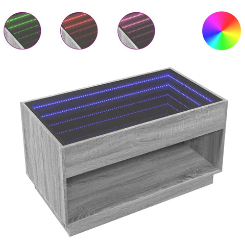 vidaXL Coffee Table with Infinity LED Grey Sonoma 90x50x50 cm