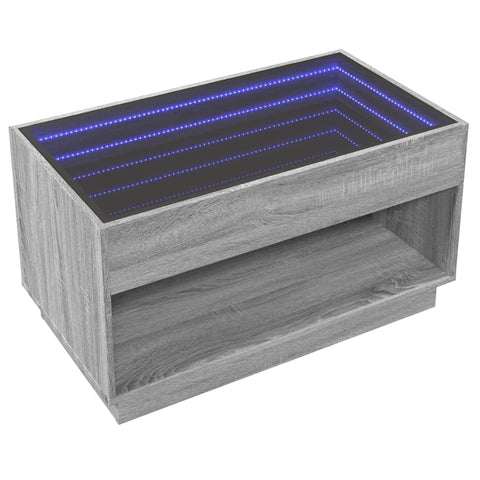 vidaXL Coffee Table with Infinity LED Grey Sonoma 90x50x50 cm